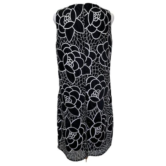 Anthropologie Sachin & Babi Petalwork Shift Dress Size 8 Black White Embroidery - Picture 6 of 10